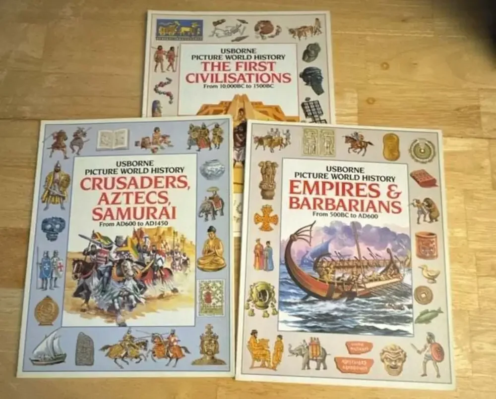 Set of 3 Usborne Picture World History Books: First Civilisations, Empires & Bar